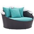 Hawthorne Collection Patio Canopy Daybed in Espresso and Turquoise
