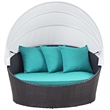 Hawthorne Collection Patio Canopy Daybed in Espresso and Turquoise
