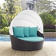 Hawthorne Collection Patio Canopy Daybed in Espresso and Turquoise