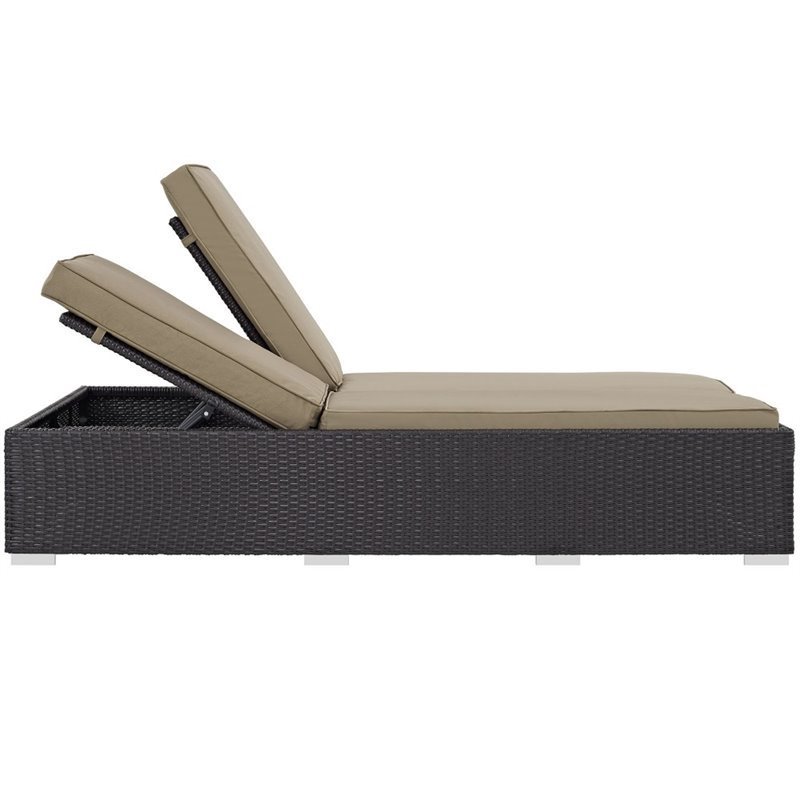 Hawthorne Collection Patio Double Chaise Lounge in Espresso and Mocha