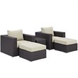 Hawthorne Collection 5 Piece Patio Sofa Set in Espresso and Beige