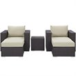Hawthorne Collection 5 Piece Patio Sofa Set in Espresso and Beige