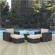 Hawthorne Collection 5 Piece Patio Sofa Set in Espresso and Beige