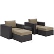 Hawthorne Collection 5 Piece Patio Sofa Set in Espresso and Mocha