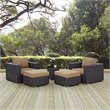 Hawthorne Collection 5 Piece Patio Sofa Set in Espresso and Mocha