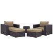 Hawthorne Collection 5 Piece Patio Sofa Set in Espresso and Mocha