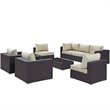 Hawthorne Collection 8 Piece Patio Sofa Set in Espresso and Beige