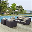 Hawthorne Collection 8 Piece Patio Sofa Set in Espresso and Beige