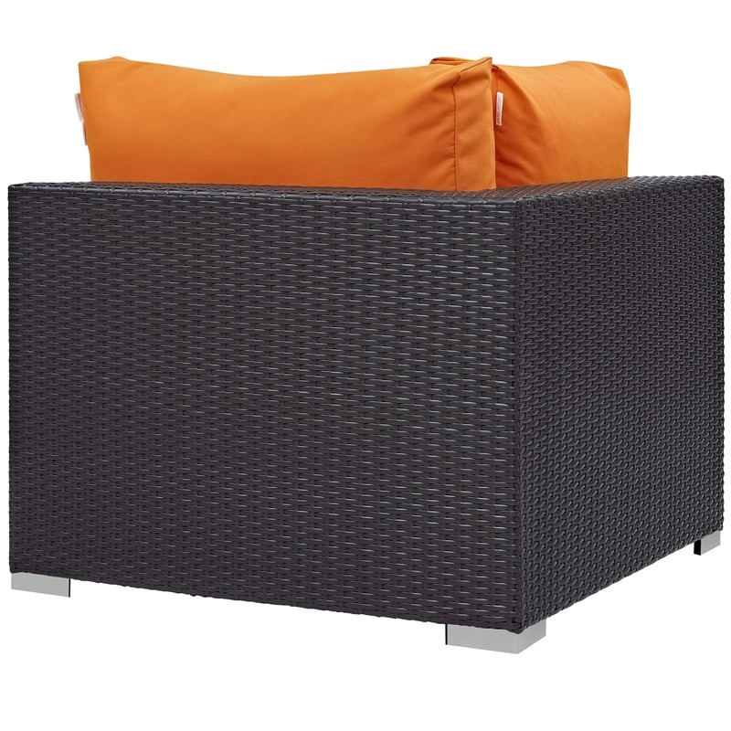 Hawthorne Collection Patio Corner Chair in Espresso and Orange