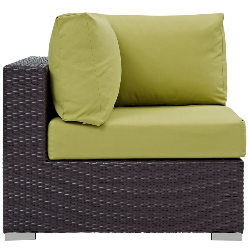 Hawthorne Collection Patio Corner Chair in Espresso and Peridot