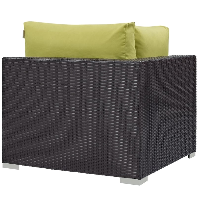 Hawthorne Collection Patio Corner Chair in Espresso and Peridot