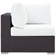 Hawthorne Collection Patio Corner Chair in Espresso and White