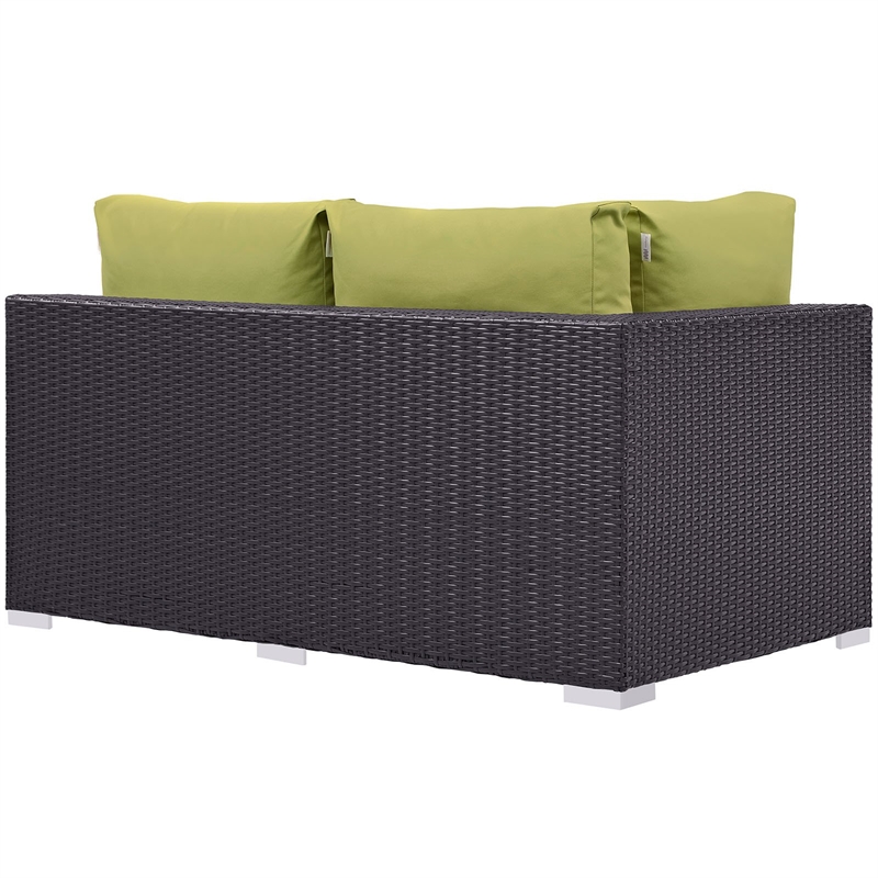 Hawthorne Collection Patio Left Arm Loveseat in Espresso and Peridot