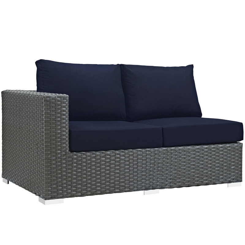 Hawthorne Collection Patio Left Arm Loveseat in Canvas Navy