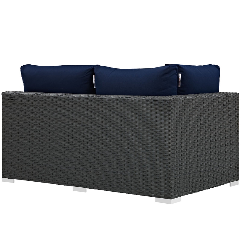 Hawthorne Collection Patio Left Arm Loveseat in Canvas Navy