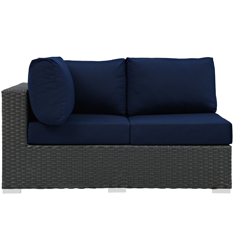 Hawthorne Collection Patio Left Arm Loveseat in Canvas Navy