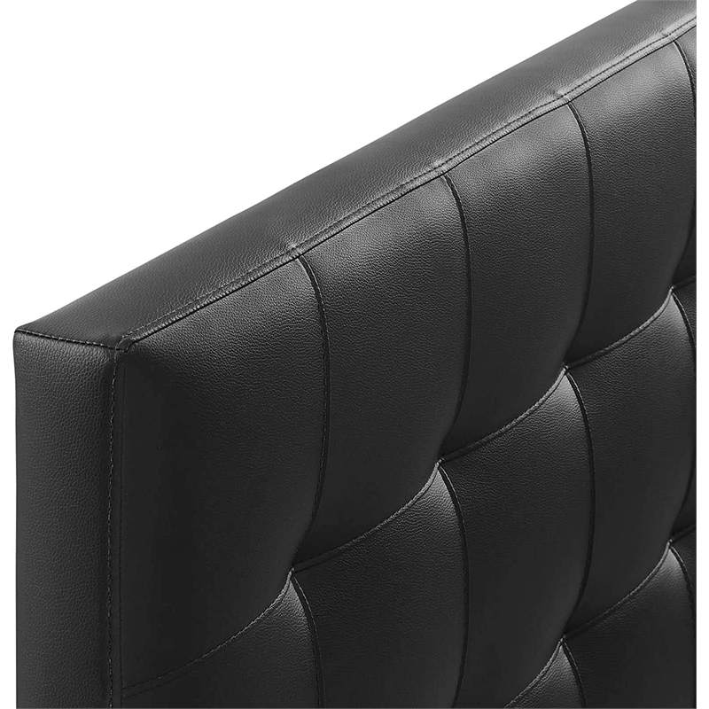 Hawthorne Collections Faux Leather Black Headboard Rectangular Queen Deep Button Tufting 61.5
