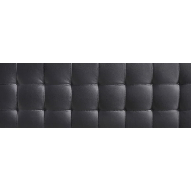 Hawthorne Collections Faux Leather Black Headboard Rectangular Queen Deep Button Tufting 61.5