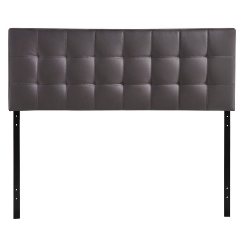 Hawthorne Collections Modern Faux Leather Queen Tufted Panel Headboard in Brown