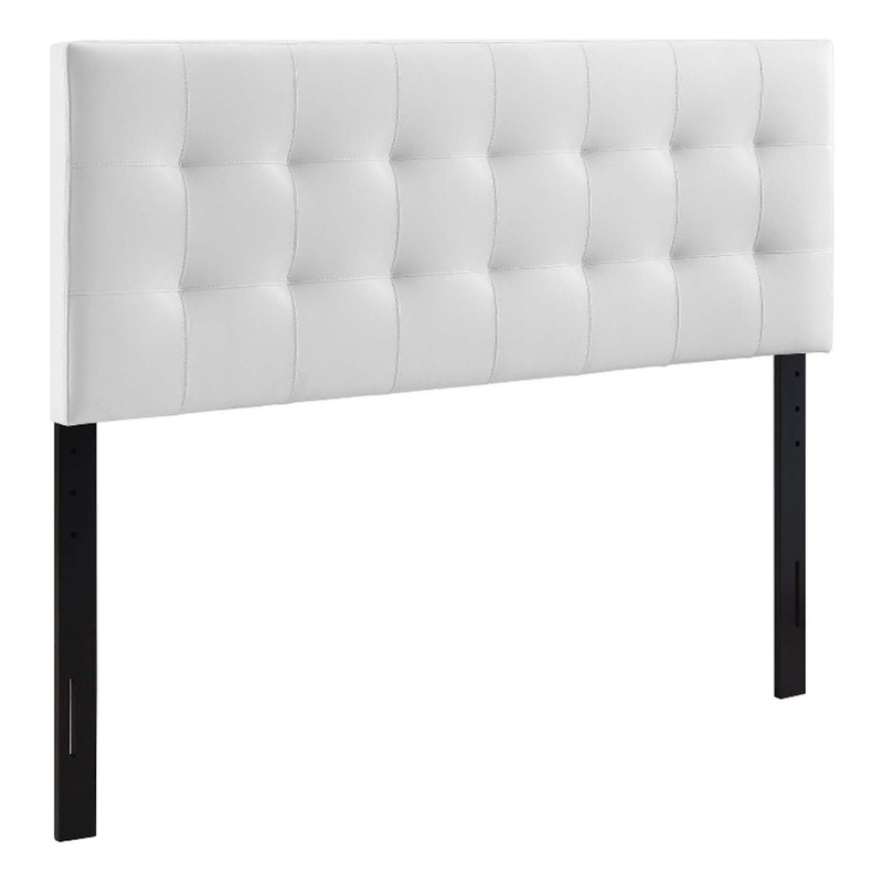 Hawthorne Collections Faux Leather White Queen Headboard Rectangular Tufted 22.5