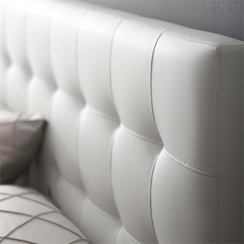 Hawthorne Collections Faux Leather White Queen Headboard Rectangular Tufted 22.5