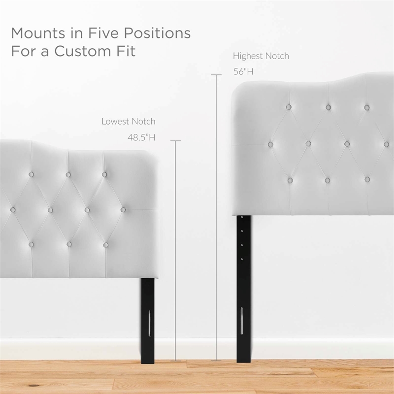 Hawthorne Collections Modern Vinyl Queen Tufted Panel Headboard in White