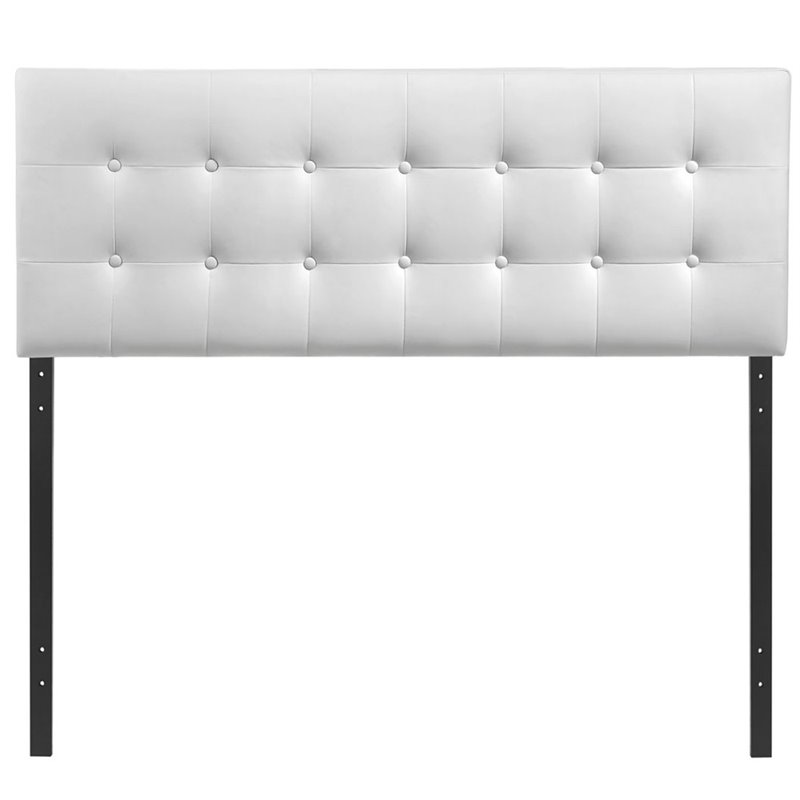 Hawthorne Collections Modern Vinyl Full Panel Headboard in White