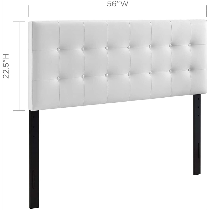 Hawthorne Collections Modern Vinyl Full Panel Headboard in White