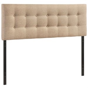 Hawthorne Collections Polyester Upholstered Beige Headboard Panel King Tufted 78.5&quotW x 22.5&quotH x 3.5&quotD