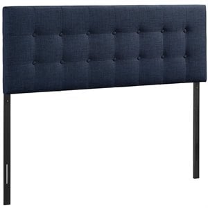 Hawthorne Collections Modern Fabric Upholstered King Panel Headboard in Navy