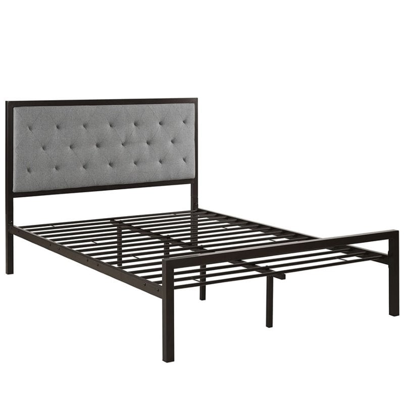 Hawthorne Collection Full Tufted Panel Bed in Brown and Gray
