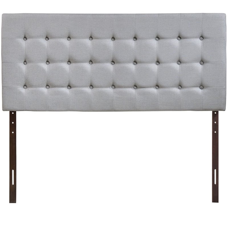 Hawthorne Collection Queen Tufted Panel Headboard in Sky Gray