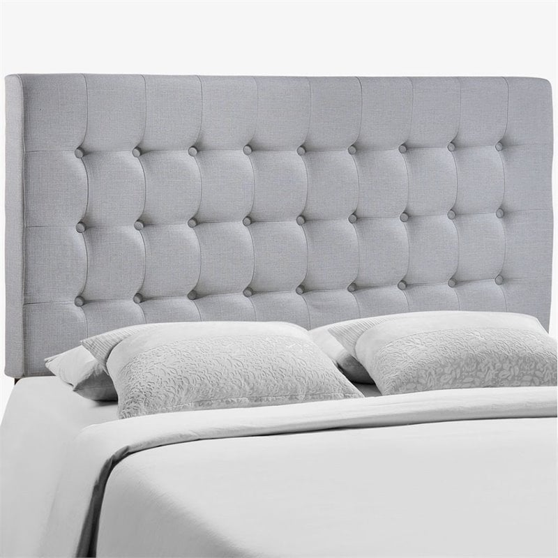 Hawthorne Collection Queen Tufted Panel Headboard in Sky Gray