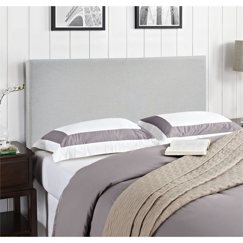 Hawthorne Collections Modern Fabric Upholstered Queen Panel Headboard in Gray