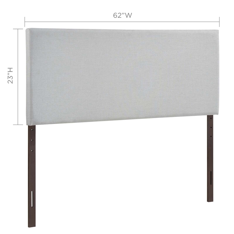 Hawthorne Collections Modern Fabric Upholstered Queen Panel Headboard in Gray