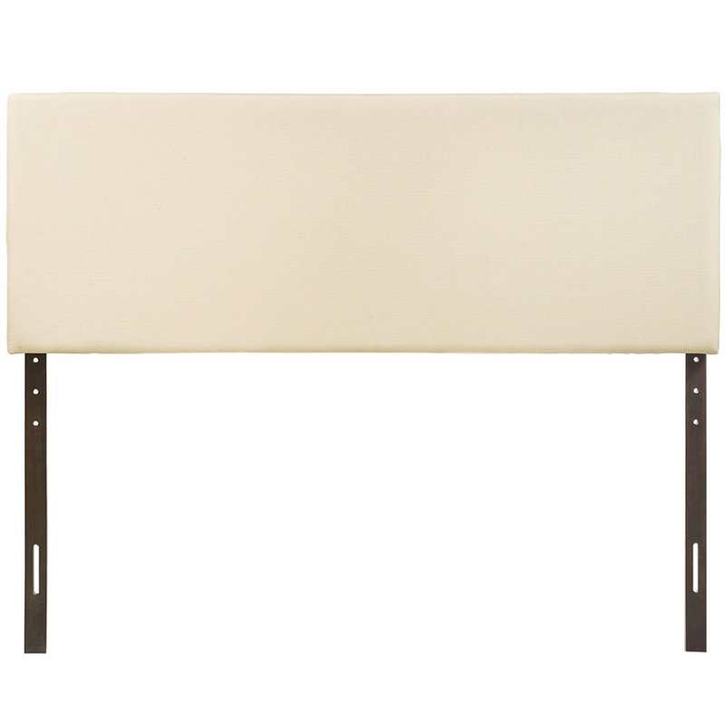 Hawthorne Collections Modern Fabric Upholstered Queen Panel Headboard in Ivory