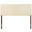 Hawthorne Collections Modern Fabric Upholstered Queen Panel Headboard in Ivory