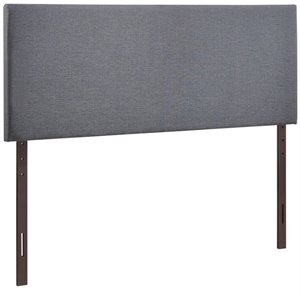 Hawthorne Collections Fabric Smoke Gray Panel Headboard Rectangular Fine Linen Upholstery 48&quotH x 62&quotW x 2.5&quotD