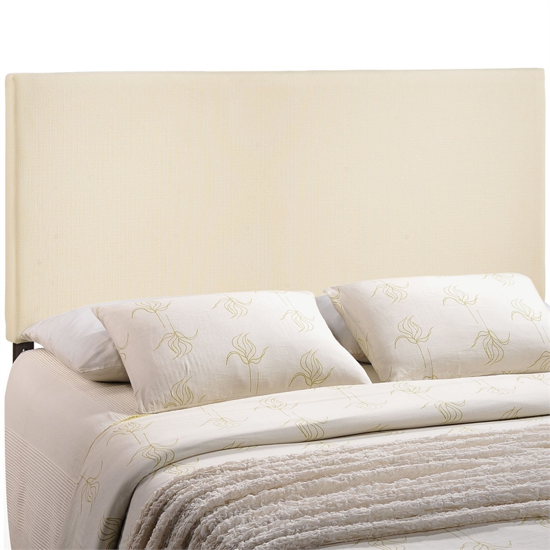 Hawthorne Collections Fabric Ivory King Panel Headboard Contemporary 48