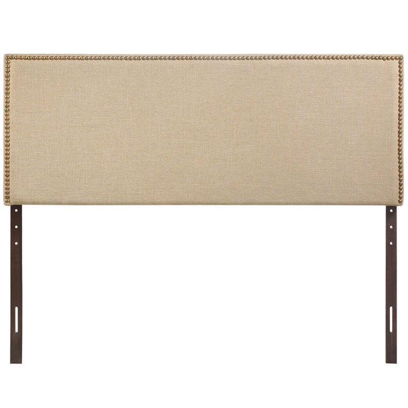 Hawthorne Collections Fabric Upholstered Queen Panel Headboard in Beige