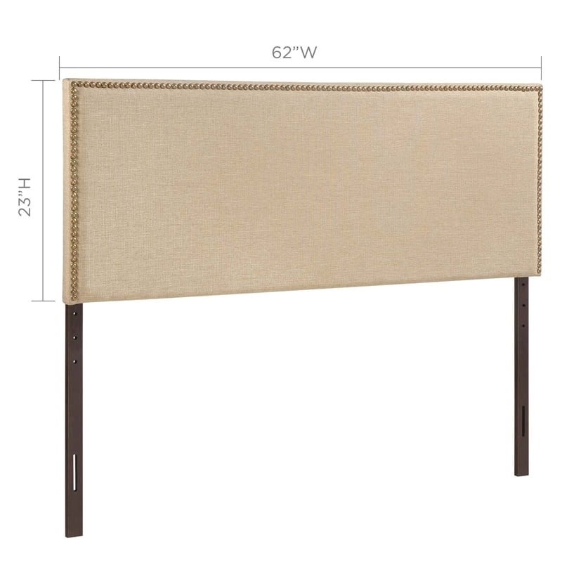 Hawthorne Collections Fabric Upholstered Queen Panel Headboard in Beige