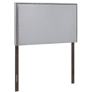 Hawthorne Collections Modern Fabric Upholstered Twin Panel Headboard in Sky Gray
