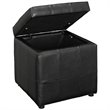 Hawthorne Collection Faux Leather Black Storage Ottoman Square 15.5