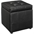 Hawthorne Collection Faux Leather Black Storage Ottoman Square 15.5