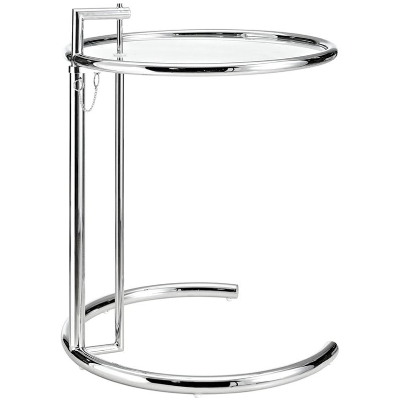 Hawthorne Collection Glass Top Adjustable End Table in Silver
