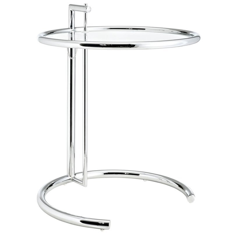 Hawthorne Collection Glass Top Adjustable End Table in Silver