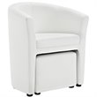 Hawthorne Collections Modern Faux Leather Accent Chair with Ottoman in White