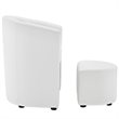Hawthorne Collections Modern Faux Leather Accent Chair with Ottoman in White
