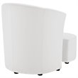 Hawthorne Collections Modern Faux Leather Accent Chair with Ottoman in White