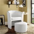 Hawthorne Collections Modern Faux Leather Accent Chair with Ottoman in White